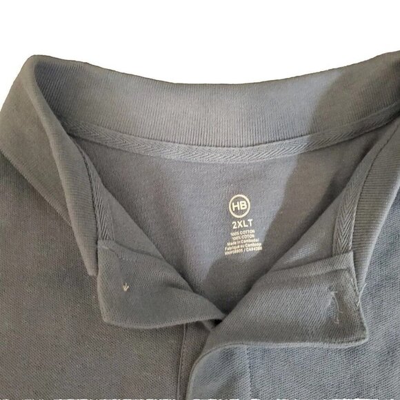 HB Harbor Bay Mens Polo Size 2XL Tall Blue Short Sleeve Shirt - Picture 2 of 4